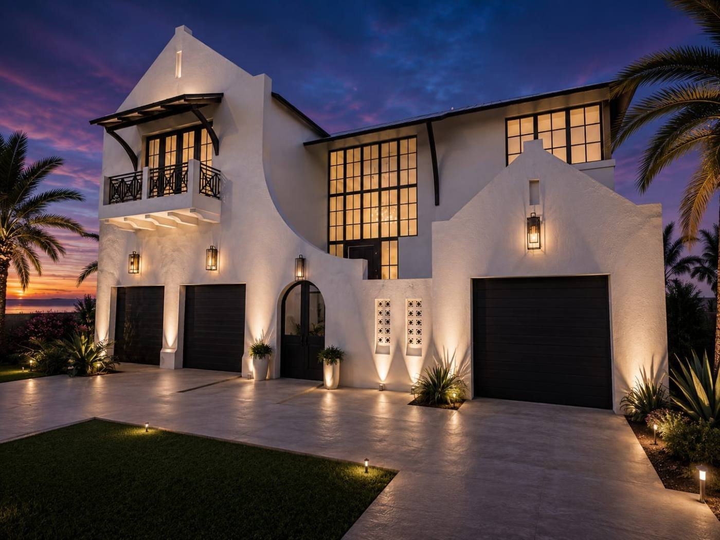 Tampa Bay home with landscape and architectural lighting installed by Hardman Electric